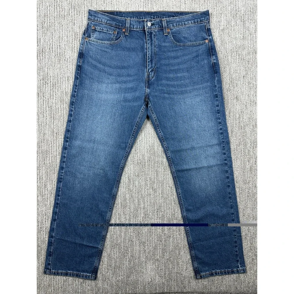 Levis 505 Jeans Mens 38x32 Regular Straight Stretch Blue Medium Wash Denim
